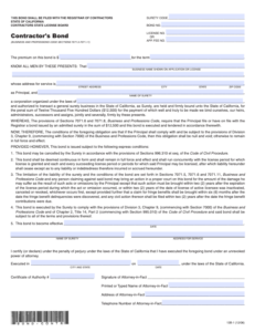 Contractors license bond example